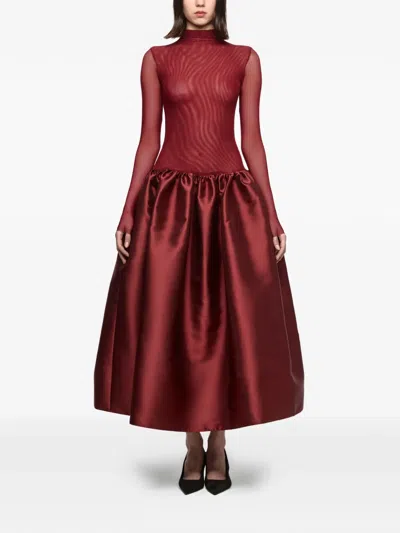 Atu Body Couture Sheer Ruffled Dress In Red