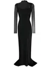 Atu Body Couture Sheer-sleeve Fitted Gown In Black