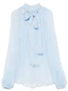 Atu Body Couture Silk Blouse In Blue