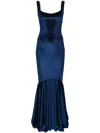 Atu Body Couture Sleeveless Velvet Mermaid Gown In Blue