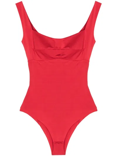 Atu Body Couture Square-neck Bodysuit In Red