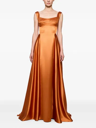 Atu Body Couture Square-neck Satin Dress In Animal Print