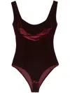 Atu Body Couture Square-neck Velvet Bodysuit In Red