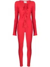 Atu Body Couture Tie-fastening Satin-finish Catsuit In Rot