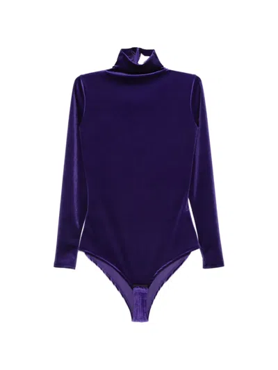 Atu Body Couture Turtleneck Long-sleeved Bodysuit In Purple