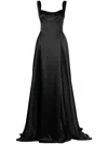 Atu Body Couture Satin-finish Sleeveless Gown In Black