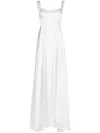 Atu Body Couture Sleeveless Satin-finish Gown In White