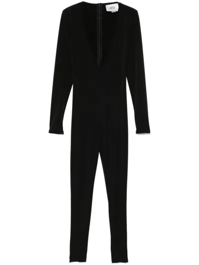 Atu Body Couture V-neck Jumpsuit In Black