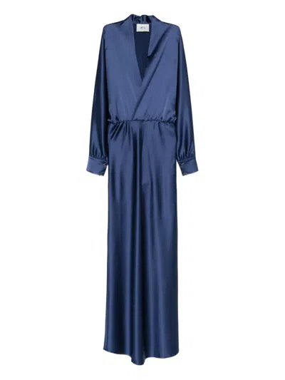 Atu Body Couture V-neck Long-sleeve Gown In Blue