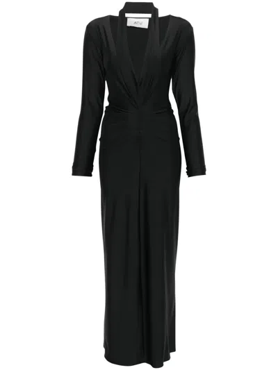 Atu Body Couture V-neck Maxi Dress In Black