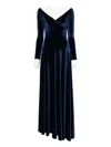 Atu Body Couture Velvet Gown In Blue