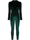 Atu Body Couture Velvet High-neck Jumpsuit In Grün