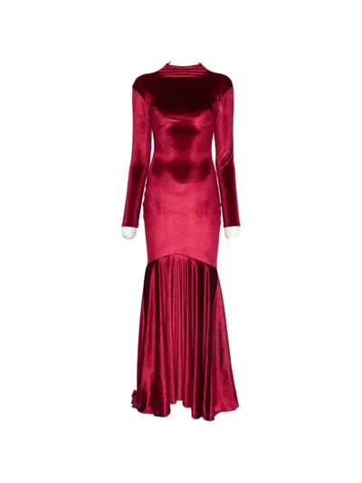Atu Body Couture Velvet Long-sleeve Maxi Dress In Multi