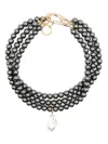 Atu Body Couture Layered Pearl Necklace In Grey