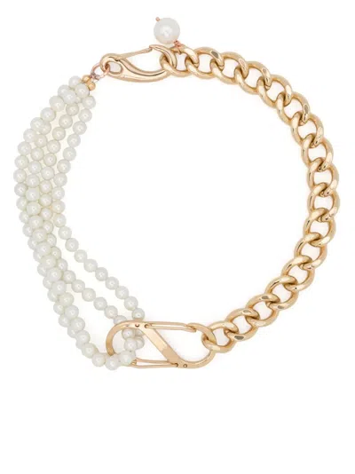 Atu Body Couture Pearl-detail Chain-link Necklace In Gold