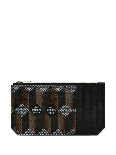 Au Depart Geometric-pattern Cardholder In Black