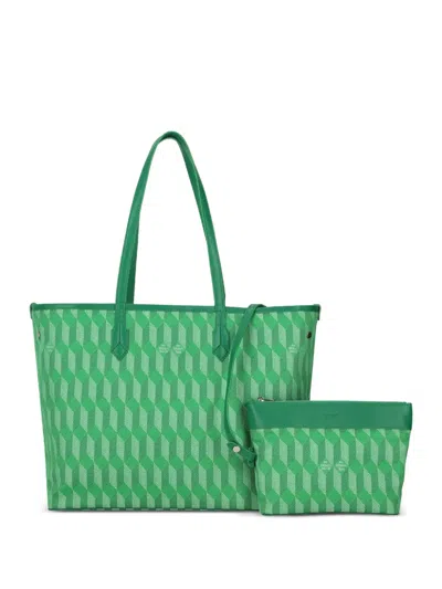Au Depart Geometric-pattern Jacquard Tote Bag In Green