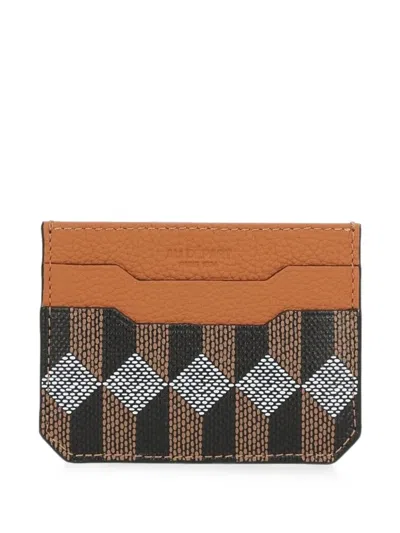 Au Depart Geometric-print Card Holder In Brown