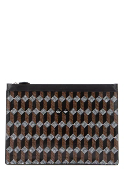 Au Depart Jacquard-woven Geometric Card Case In Black