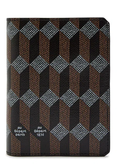 Au Depart Logo Leather Passport Case In Black