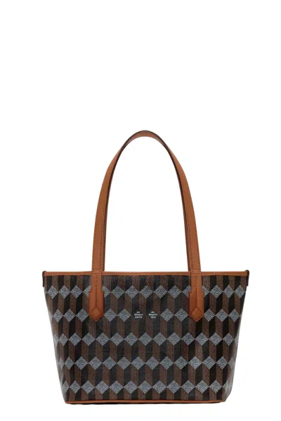 Au Depart Monogram Tote Bag With Double Handles And Interior Pouch In Black