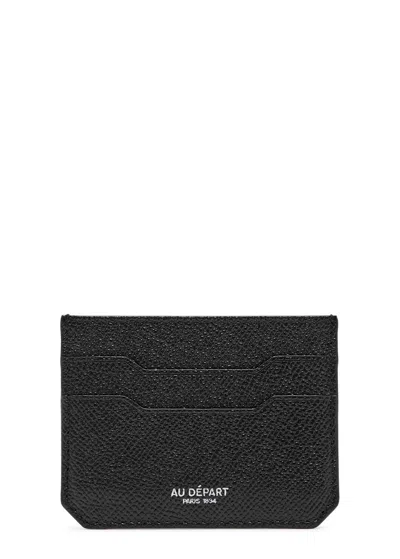 Au Depart Patterned Leather Card Holder In Black