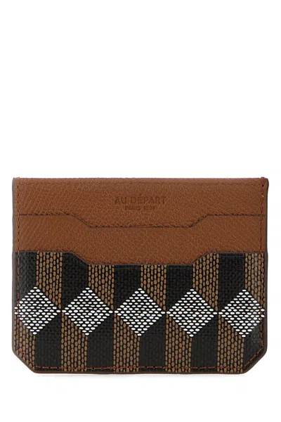 Au Depart Printed Leather Card Holder