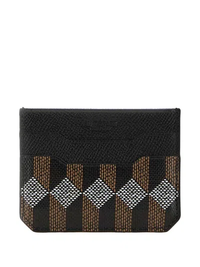 Au Depart Printed Leather Card Holder In Black