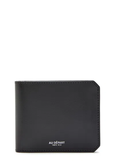 Au Depart Printed Leather Wallet In Blue
