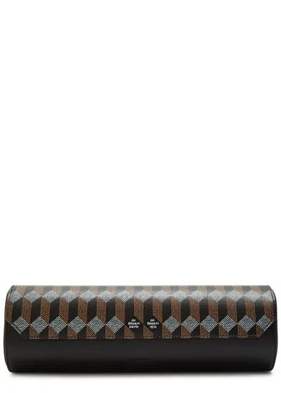 Au Depart Printed Leather Watch Case In Black
