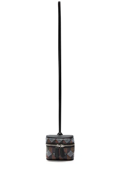 Au Depart Printed Mini Pouch Leather Bag Charm In Black