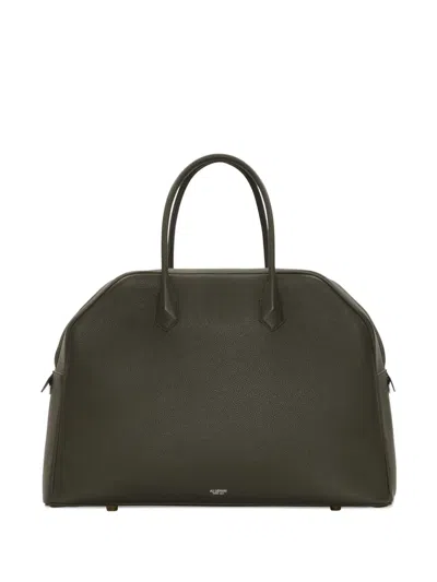 Au Depart Savoye Grained Leather Tote Bag In Green