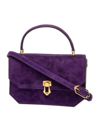 Pre-owned Au Depart Suede Top Handle Bag In Purple