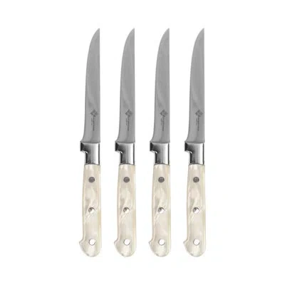 Au Nain 4-piece Steak Knife Set With Pearlized Handles In Champagne