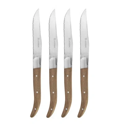 Au Nain Laguiole Steak Knives With Ash Wood Handles, 4-piece Set In Brown