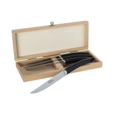 Au Nain Le Thiers Prince Gastronome 4-piece Steak Knife Set With Black Handles