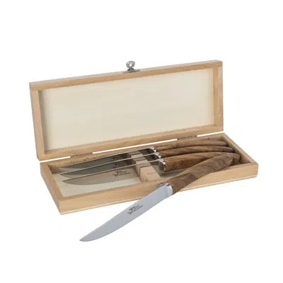 Au Nain Le Thiers Prince Gastronome 4-piece Steak Knife Set With Juniper Wood Handles