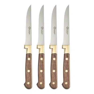 Au Nain Prince Gastronome Steak Knives With Rose Wood Handles,  4-piece Set In Brown