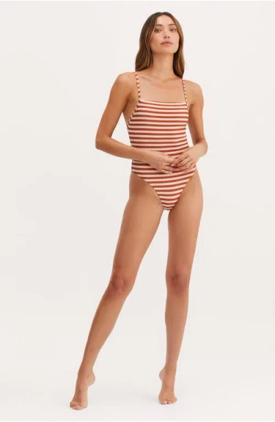 Au Naturel By Gottex Golden Hour Luna Square Neck & Scooped Back One Piece In Orange