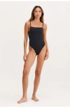 Au Naturel By Gottex Golden Hour Luna Square Neck & Scooped Back One Piece In Black