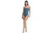 Au Naturel By Gottex Reversible Solid Scoop Neck One Piece Swimsuit With U Shape Back In Dusk Blue