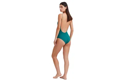 Au Naturel By Gottex Reversible Solid Scoop Neck One Piece Swimsuit With U Shape Back In Emerald