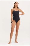 Au Naturel By Gottex Serenity Cloe Square Neck Open U-back One Piece In Black