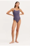 Au Naturel By Gottex Serenity Cloe Square Neck Open U-back One Piece In Navy/olive