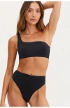 Au Naturel By Gottex Solid Reversible One Shoulder Bikini Swim Top In Black