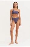 Au Naturel By Gottex Serenity Mona One Shoulder Bikini Top In Navy/olive