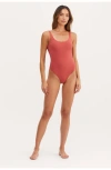 Au Naturel By Gottex Serenity  Romi High Leg Scoop Front  One Piece In Clay/spi