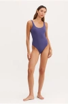 Au Naturel By Gottex Serenity  Romi High Leg Scoop Front  One Piece In Ink/olive
