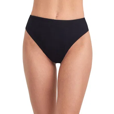 Au Naturel By Gottex Solid High Leg And High Waist Swim Bottom In Black