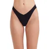 Au Naturel By Gottex Solid High Leg V Cut Bikini Swim Bottom In Black
